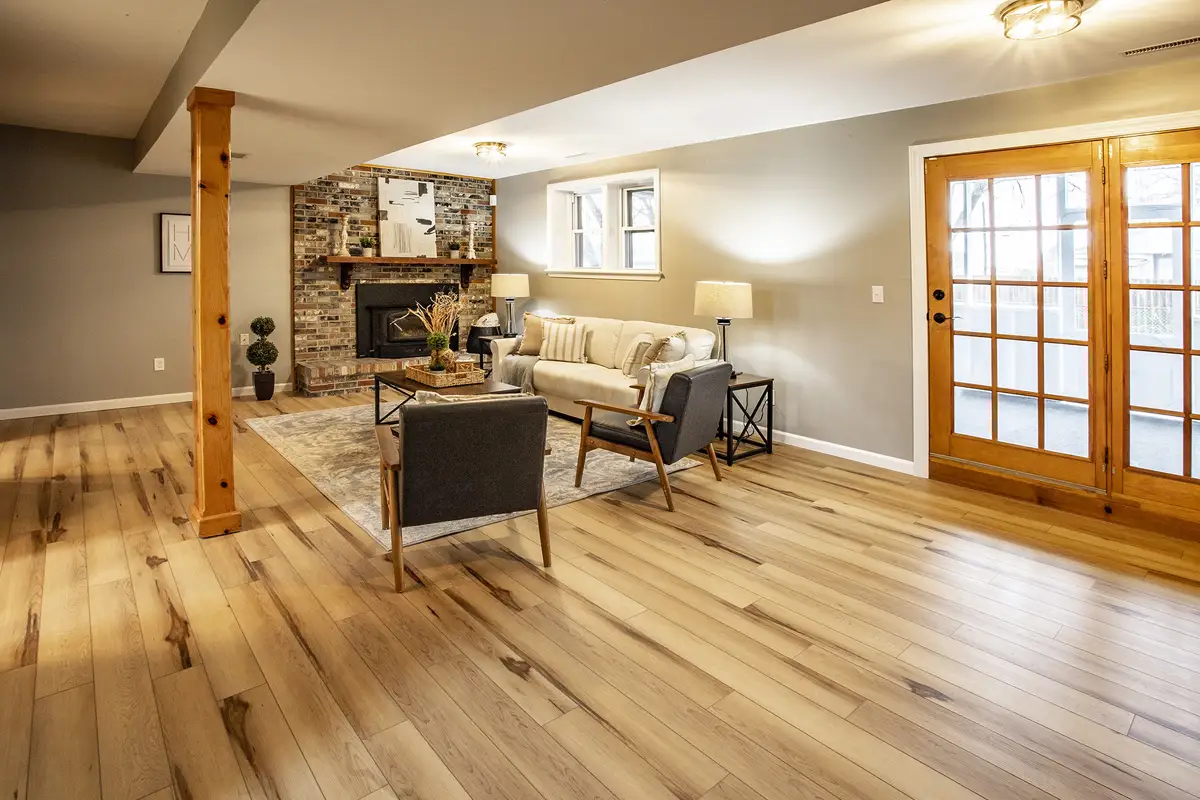 Living Room remodel with French doors.